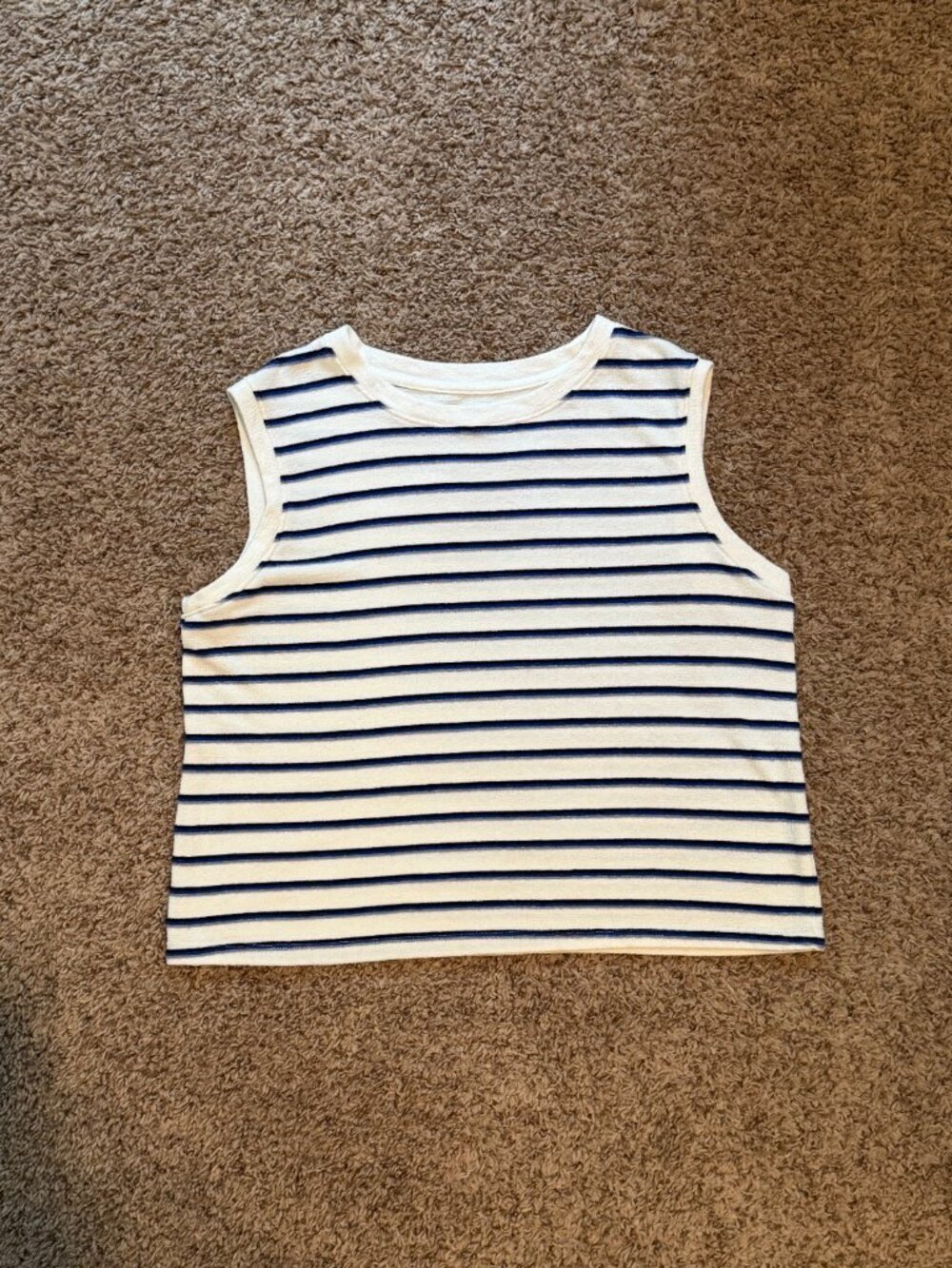 Sonoma Minimalist Knit Tank Top Cream Blue L - Picture 5 of 6